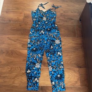 Two by Vince Camuto Blue Floral Tie Strap Jumpsuit, Size XS
